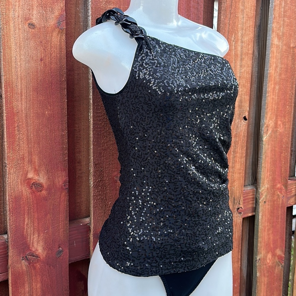 Cache Women’s One Shoulder Sequins Swift Top Size… - image 2